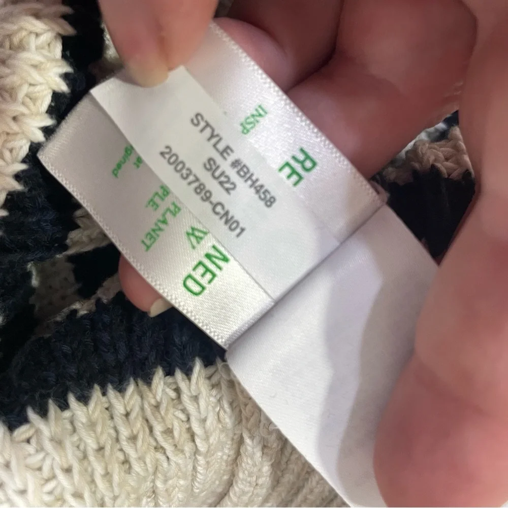 J. Crew Oversized Striped‎ Crew Neck Sweater Navy Ivory Medium